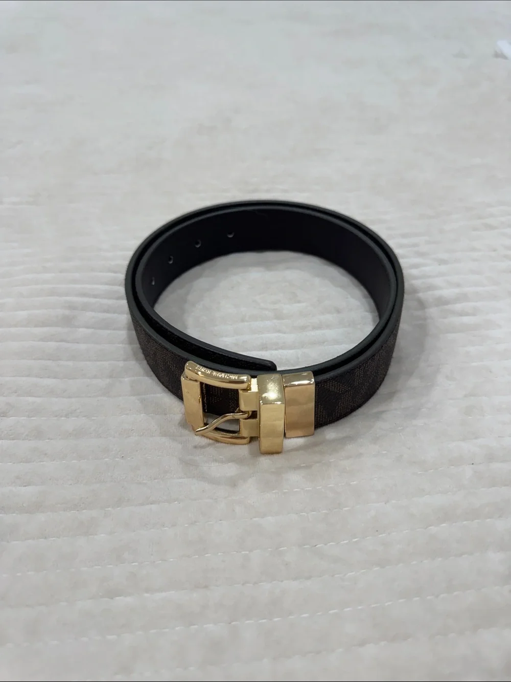 Michael Kors Women's Leather Belt with Gold Buckle Reversible